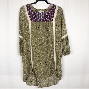 Umgee Boho Floral Lace Tunic  DressHigh Low M